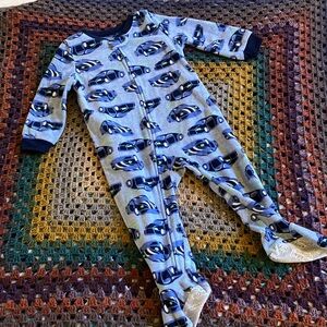 Simple Blue Car Pattern Toddler Footie